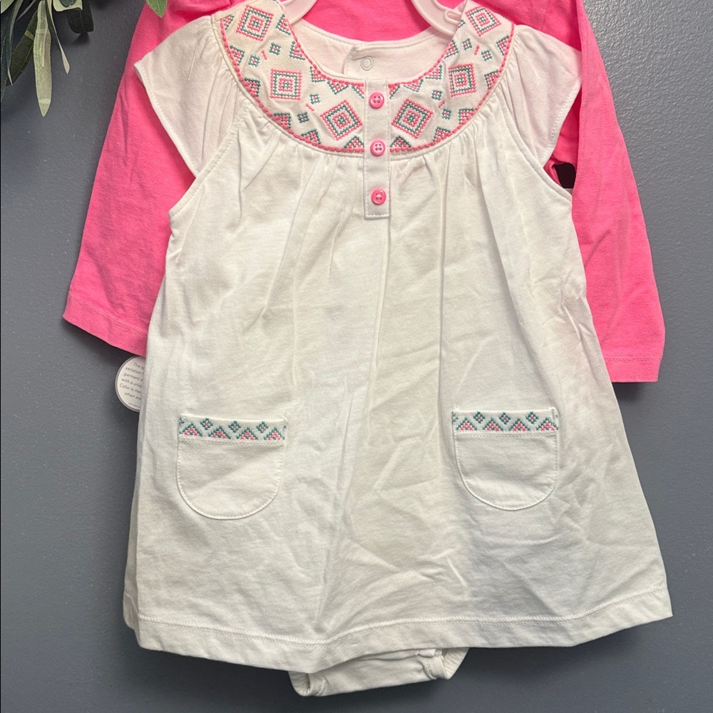 Carter's Pink and White Embroidered Baby Set